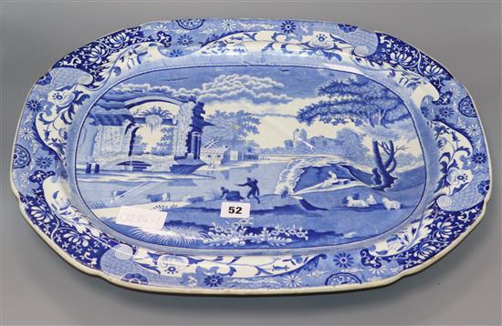 A Spode Italian pattern blue and white meat plate width 53cm